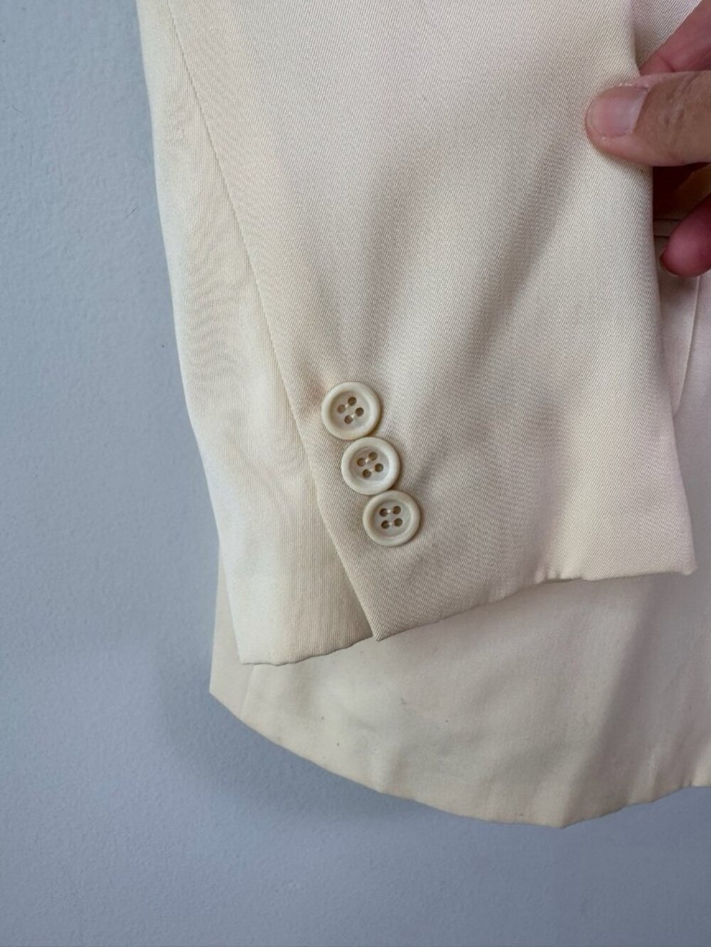 VTG Luciano Barbera 100% Wool Blazer Jacket Women Size 44 Solid Cream Italy - Picture 5 of 16
